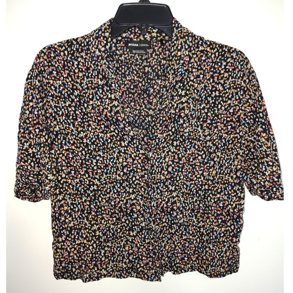Prana Tops - Prana Womens XS Confetti Print Button Down Shirt Short Sleeve Black Multi Top